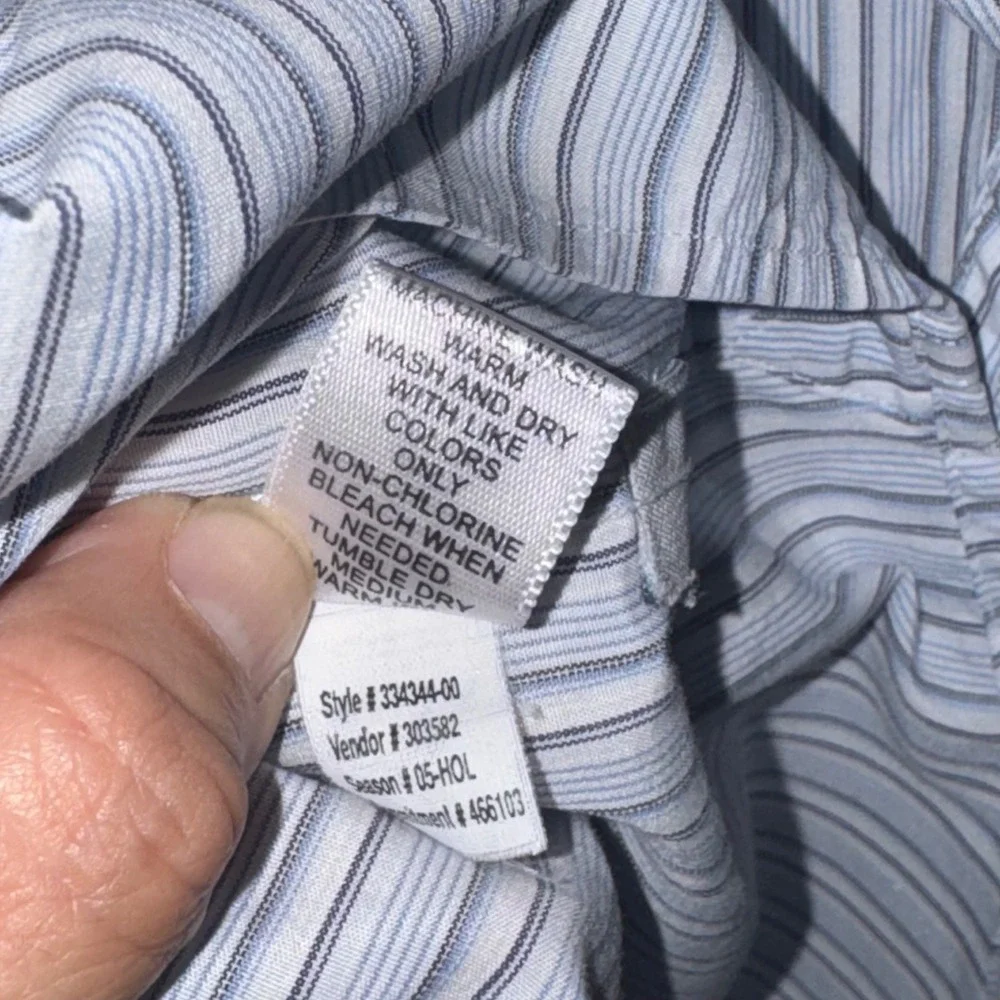 Banana Republic MensBlue White Striped Cotton Button Down Shirt 16-16.5 L 334344